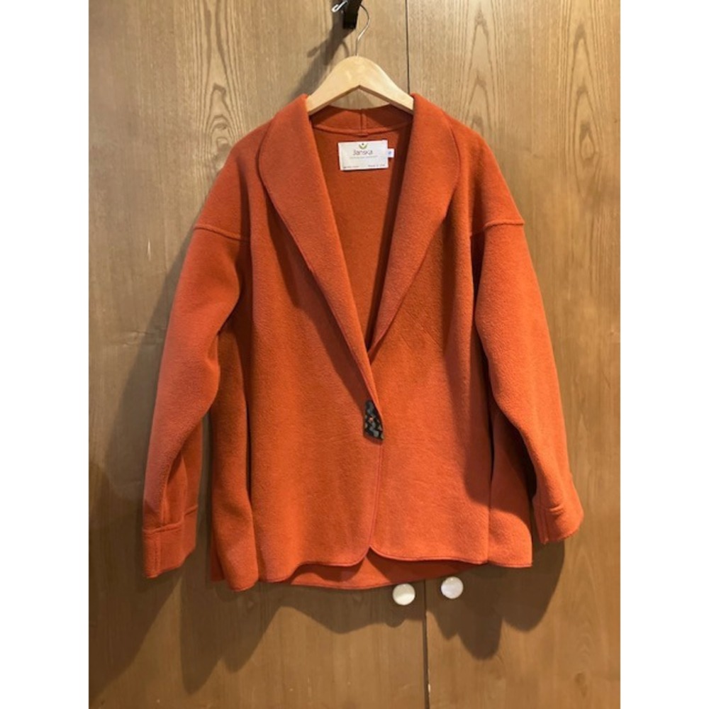 Janska Polartec Women's Burnt Orange Jacket Button Front Oversized Small‎ USA
